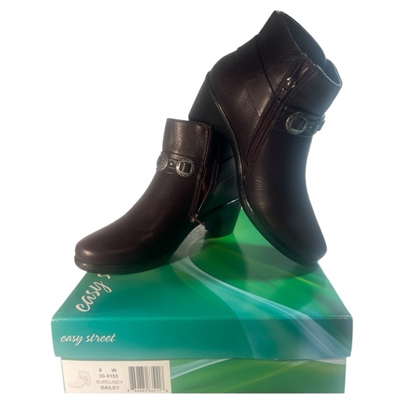 Easy Street burgundy bailey Sz 8W rodeo western boots w conchos. Comfy low hill - Picture 2 of 11